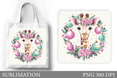 Christmas Giraffe Tote Bag. Christmas Tote Bag Sublimation Product Image 1