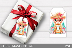 Christmas Cow Gift Tag Design. Christmas Gift Tag Printable Product Image 1