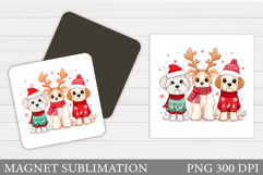Christmas Dog Magnet Sublimation. Christmas Magnet Design Product Image 1