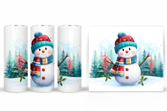 Cute Snowman Tumbler. Christmas Snowman Tumbler Sublimation Product Image 2