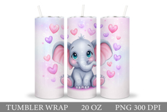 Valentines Elephant Tumbler. Valentines Tumbler Sublimation Product Image 1
