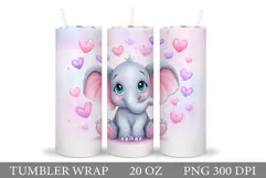 Valentines Elephant Tumbler. Valentines Tumbler Sublimation Product Image 1