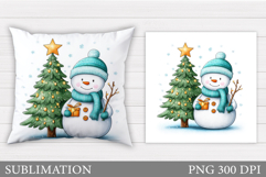 Christmas Snowman Pillow. Christmas Pillow Design Product Image 1