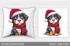 Christmas Dog Pillow Design. Christmas Pillow Sublimation Product Image 1