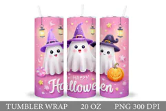 Cute Ghost Tumbler Sublimation. Halloween Tumbler Design Product Image 1