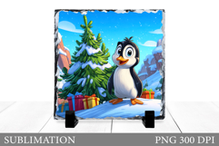 Christmas Penguin Slate Design. Cute Penguin Sublimation Product Image 1