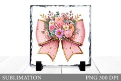 Floral Bow Slate Design. Floral Bow Sublimation Product Image 1