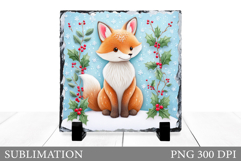 Christmas Fox Slate Design. Christmas Fox Sublimation Product Image 1