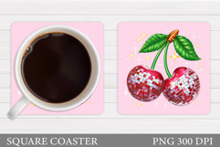 Disco Ball Cherry Coaster Design. Disco Cherry Sublimation Product Image 1