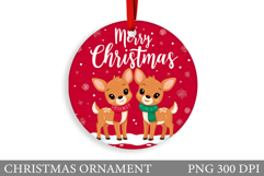 Cute Deer Christmas Ornament. Christmas Ornament Sublimation Product Image 1