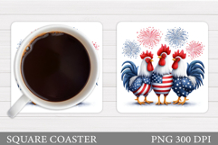 Patriotic Rooster Coaster. Patriotic Coaster Sublimation Product Image 1