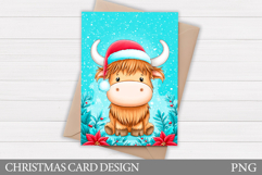 Christmas Cow Card Printable. Christmas Card Design Product Image 1