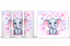 Valentines Elephant Tumbler. Valentines Tumbler Sublimation Product Image 2