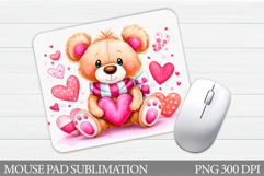 Valentines Bear Mouse Pad. Cute Bear Mouse Pad Product Image 1