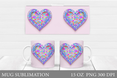 Disco Heart Mug Design. Valentines Mug Sublimation Product Image 1