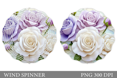 Roses Wind Spinner Design. Flowers Wind Spinner Sublimation Product Image 1