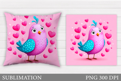 Valentines Bird Pillow Design. Valentine Pillow Sublimation Product Image 1