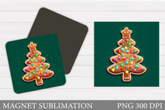 Christmas Tree Magnet Sublimation. Christmas Magnet Design Product Image 1