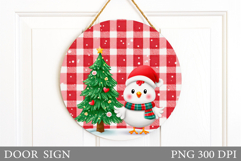 Christmas Chicken Door Sign. Christmas Door Sign Sublimation Product Image 1