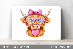 Highland Cow Cutting Board. Valentines Cow Cutting Board Product Image 1