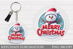 Christmas Snowman Keychain. Christmas Keychain Sublimation Product Image 1