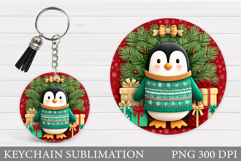 Cute Penguin Keychain Design. Christmas Keychain Sublimation Product Image 1