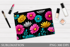 Flowers Makeup Bag Design. Flowers Cosmetics Bag Sublimation Product Image 1