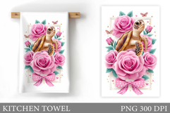 Turtle Kitchen Towel Design. Sea Kitchen Towel Sublimation Product Image 1