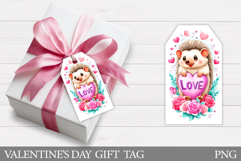 Valentines Hedgehog Gift Tag. Valentine Gift Tag Printable Product Image 1