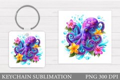 Octopus Keychain Design. Octopus Sublimation Product Image 1
