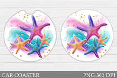 Starfish Car Coaster Design. Sea Car Coaster Sublimation Product Image 1