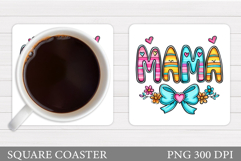 Mother's Day Coaster Design. Flowers Coaster Sublimation Product Image 1