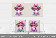 Cute Cow Mug Sublimation. Funny Cow Mug Wrap Design Product Image 1