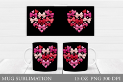 Hearts Mug Wrap Design. Valentine Mug Sublimation Product Image 1