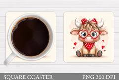 Valentines Cow Coaster Design. Valentines Square Coaster Product Image 1