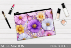 Flowers Makeup Bag Design. Flowers Sublimation Product Image 1