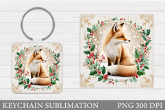 Christmas Fox Keychain. Christmas Keychain Sublimation Product Image 1