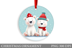 Polar Bear Christmas Ornament. Christmas Bear Sublimation Product Image 1