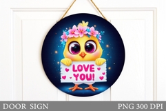 Valentines Chick Door Sign. Valentines Door Sign Design Product Image 1