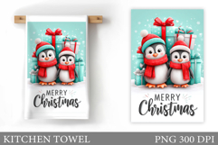 Christmas Penguin Kitchen Towel. Christmas Kitchen Towel Product Image 1