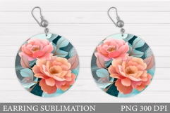 Floral Earring Sublimation. Flowers Earring Design Product Image 1