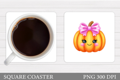 Cute Pumpkin Coaster. Cute Halloween Coaster Sublimation Product Image 1