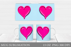 Hearts Mug Wrap Design. Valentine Mug Sublimation Product Image 1