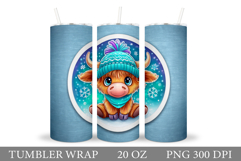 Christmas Cow Tumbler Design. Christmas Tumbler Sublimation Product Image 1