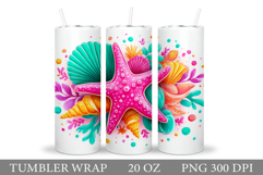 Starfish Tumbler Sublimation. Sea Tumbler Wrap Design Product Image 1
