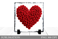 Crochet Heart Slate Design. Valentines Heart Sublimation Product Image 1