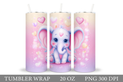 Valentines Elephant Tumbler. Valentines Tumbler Sublimation Product Image 1