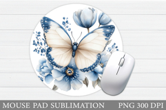 Butterfly Mouse Pad Sublimation. Flowers Mouse Pad Design Product Image 1