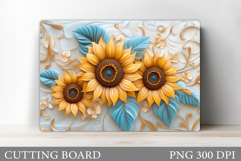 3D Sunflowers Cutting Board. Flowers Kitchen Cutting Board Product Image 1