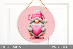 Valentines Gnome Door Sign. Valentines Door Sign Sublimation Product Image 1